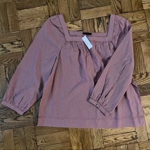 J Crew Red & White Checked Blouse